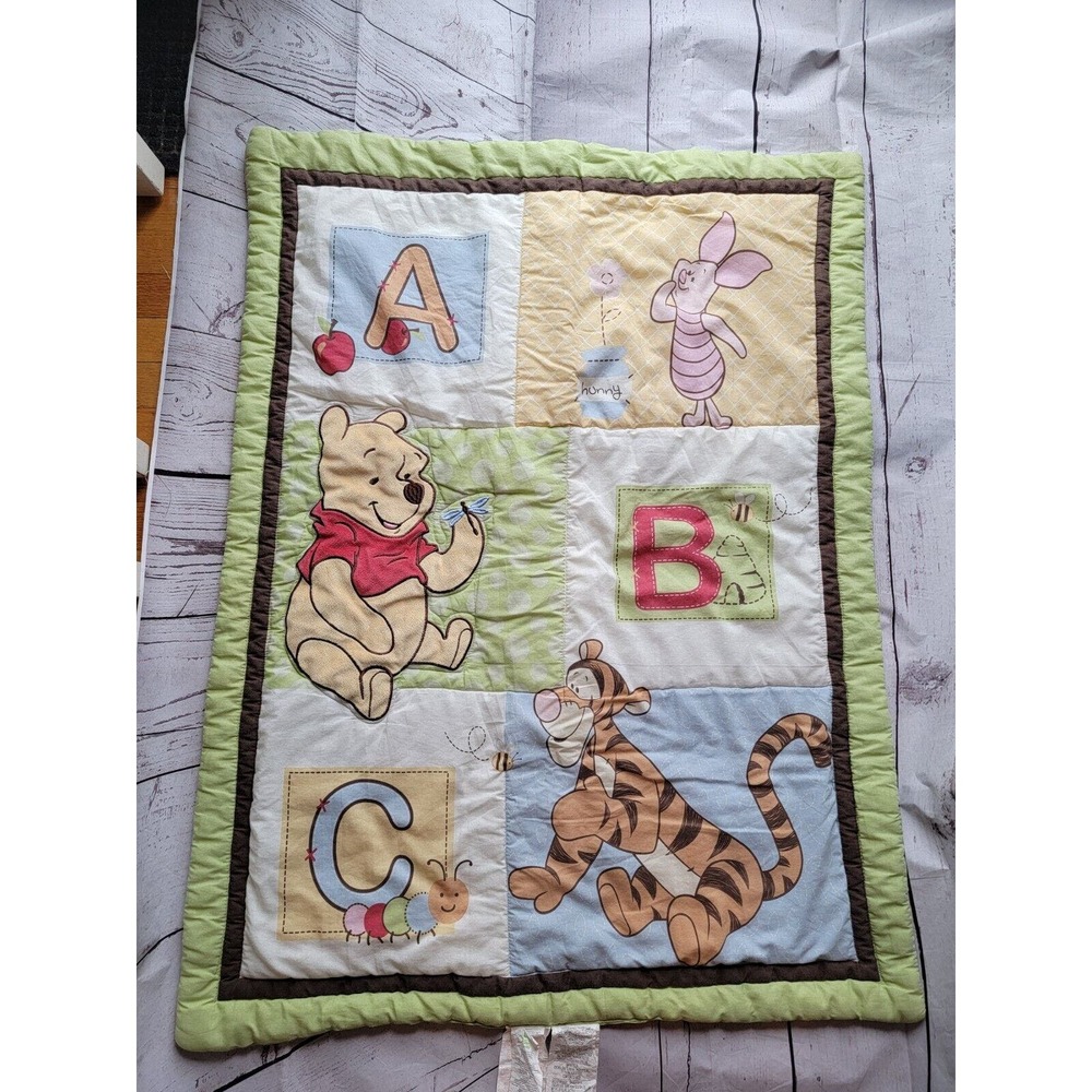 Classic Winnie The Pooh Baby Quilted Blanket ABC’s Crib Size Pigler Tigger